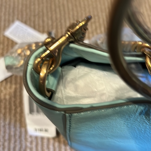 NWT THACKER le bucket mini leather satchel in mint brushed gold - Picture 13 of 14